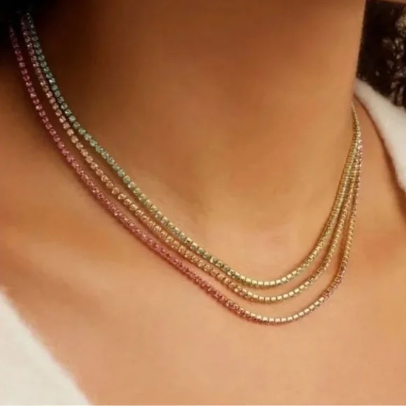 Gorjana Neckace 18k Gold Plated Lexi Aqua Blue Crystal - Picture 2 of 5